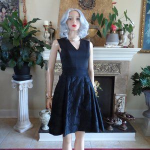 Carolina Herrera Black Fit & Flare-Pleated Dress Size 2